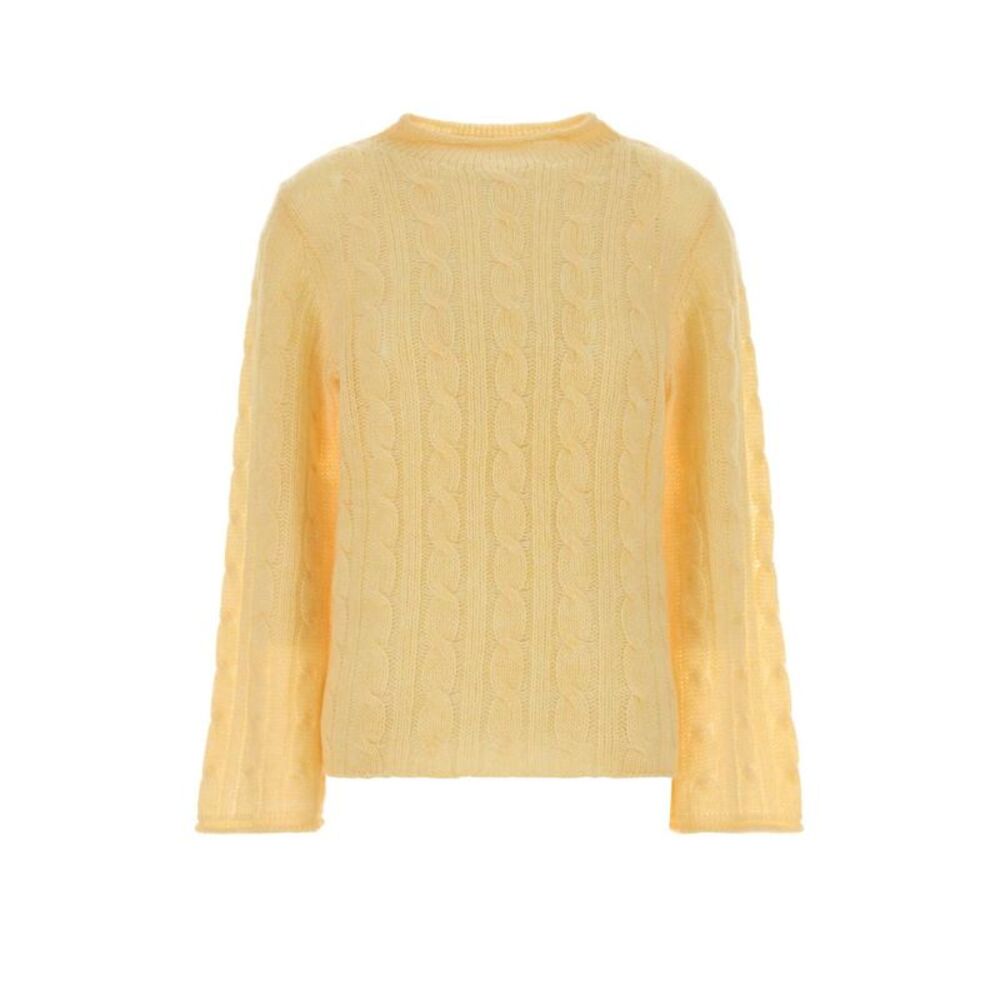 Guest In Residence Women Yellow Wool Blend Cable Sweater